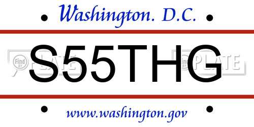 S55THG District Of Columbia License Plate