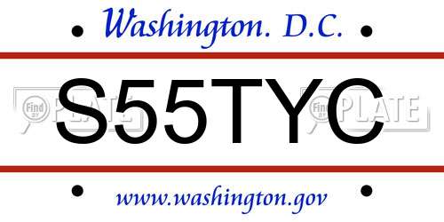 S55TYC District Of Columbia License Plate