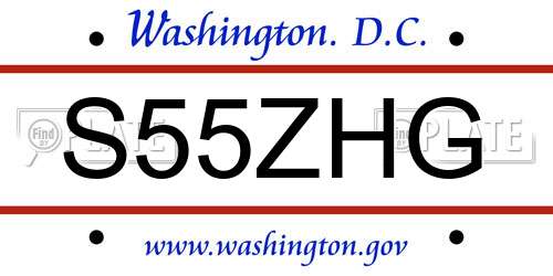 S55ZHG District Of Columbia License Plate