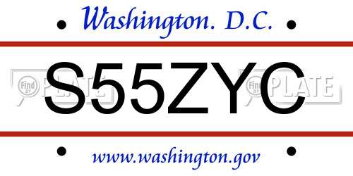S55ZYC District Of Columbia License Plate