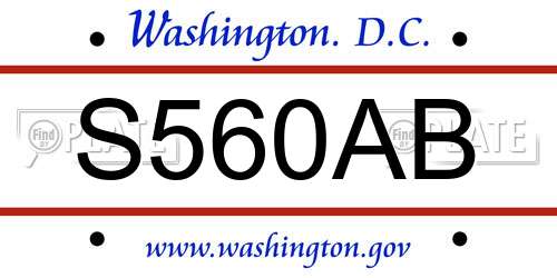 S560AB District Of Columbia License Plate