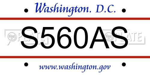 S560AS District Of Columbia License Plate