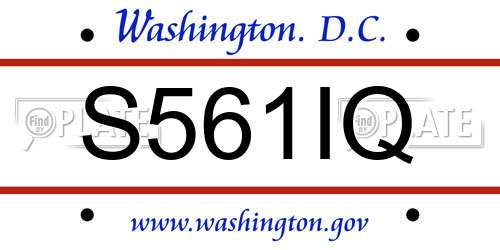 S561IQ District Of Columbia License Plate