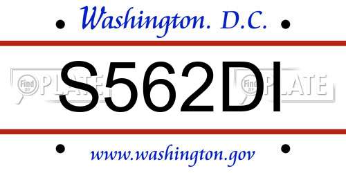 S562DI District Of Columbia License Plate