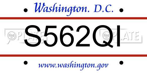 S562QI District Of Columbia License Plate