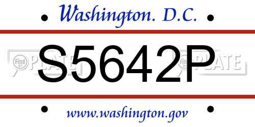 S5642P District Of Columbia License Plate