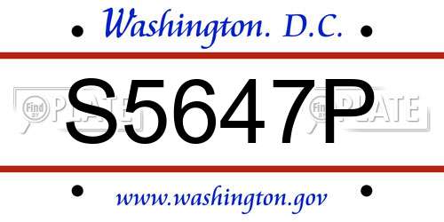 S5647P District Of Columbia License Plate