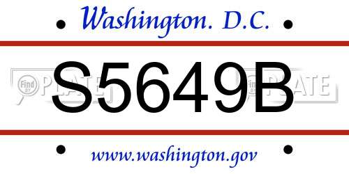 S5649B District Of Columbia License Plate