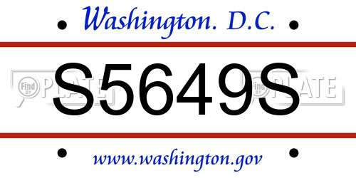 S5649S District Of Columbia License Plate