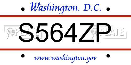 S564ZP District Of Columbia License Plate