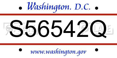 S56542Q District Of Columbia License Plate