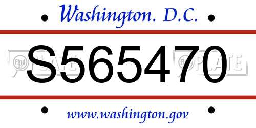S565470 District Of Columbia License Plate