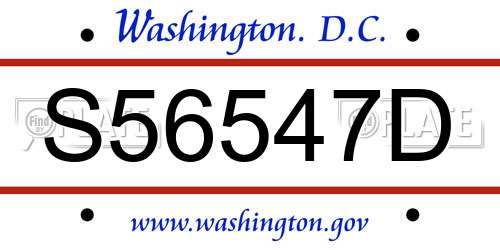 S56547D District Of Columbia License Plate