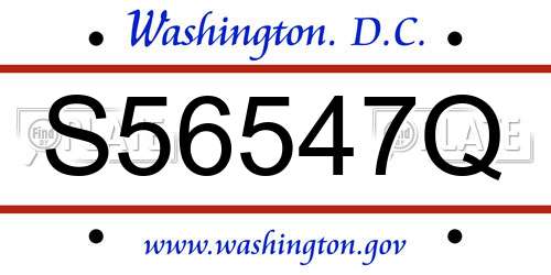 S56547Q District Of Columbia License Plate