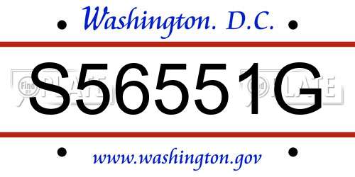 S56551G District Of Columbia License Plate