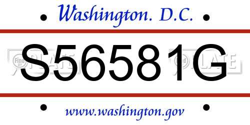 S56581G District Of Columbia License Plate