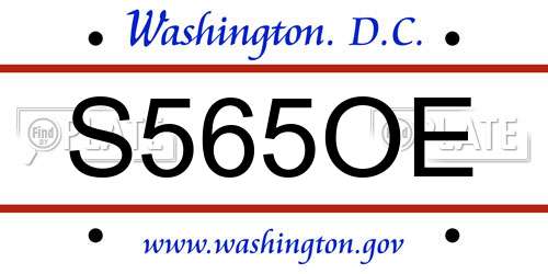 S565OE District Of Columbia License Plate