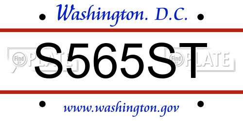 S565ST District Of Columbia License Plate
