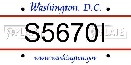 S5670I District Of Columbia License Plate