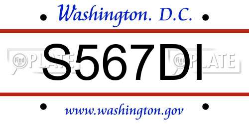 S567DI District Of Columbia License Plate