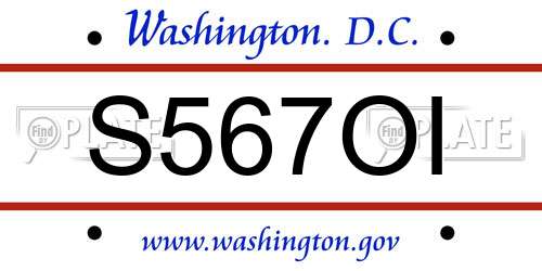 S567OI District Of Columbia License Plate