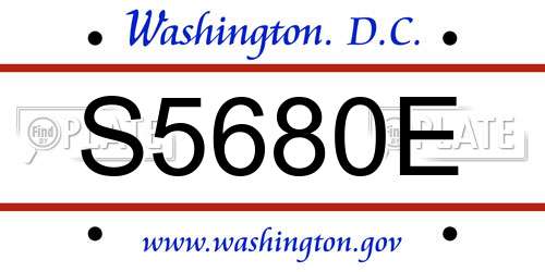 S5680E District Of Columbia License Plate