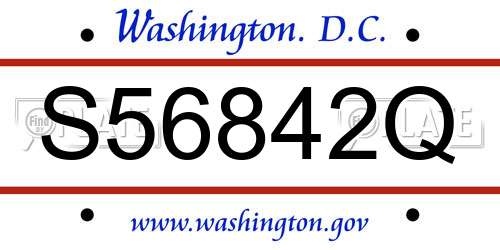 S56842Q District Of Columbia License Plate