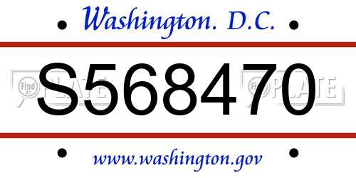 S568470 District Of Columbia License Plate