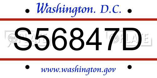 S56847D District Of Columbia License Plate