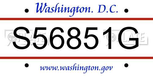 S56851G District Of Columbia License Plate