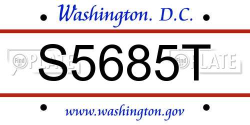 S5685T District Of Columbia License Plate