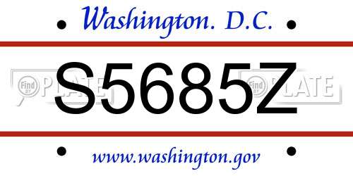 S5685Z District Of Columbia License Plate