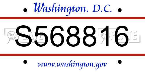 S568816 District Of Columbia License Plate