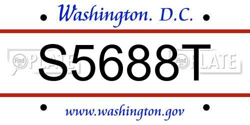 S5688T District Of Columbia License Plate