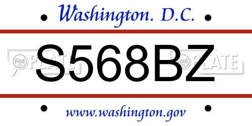 S568BZ District Of Columbia License Plate