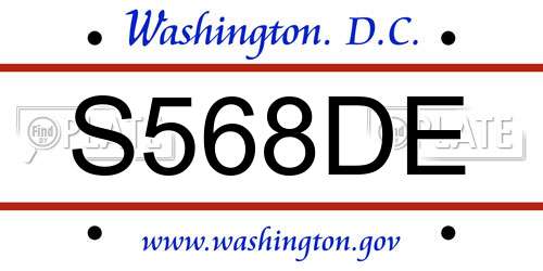 S568DE District Of Columbia License Plate