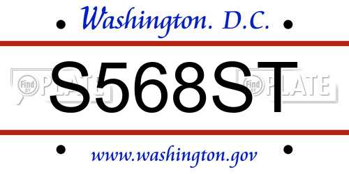 S568ST District Of Columbia License Plate