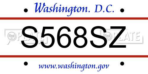 S568SZ District Of Columbia License Plate