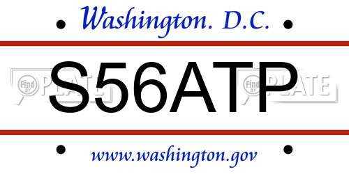 S56ATP District Of Columbia License Plate