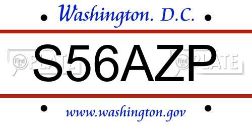 S56AZP District Of Columbia License Plate