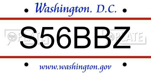 S56BBZ District Of Columbia License Plate