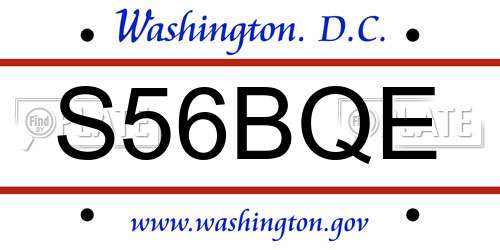 S56BQE District Of Columbia License Plate