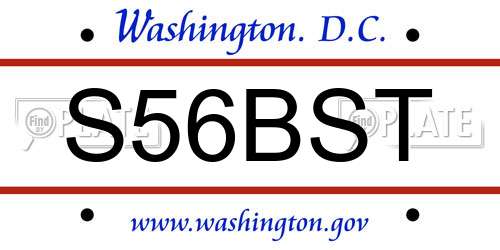 S56BST District Of Columbia License Plate