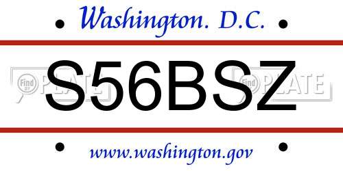 S56BSZ District Of Columbia License Plate