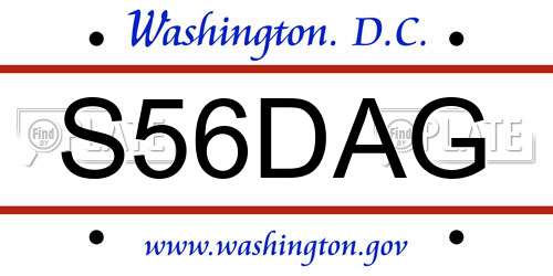 S56DAG District Of Columbia License Plate