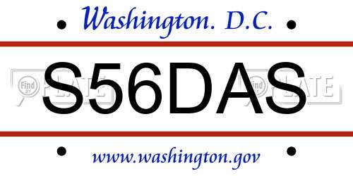 S56DAS District Of Columbia License Plate