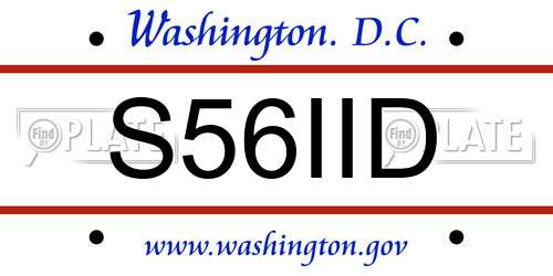 S56IID District Of Columbia License Plate