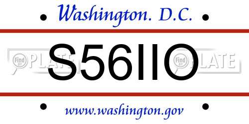 S56IIO District Of Columbia License Plate
