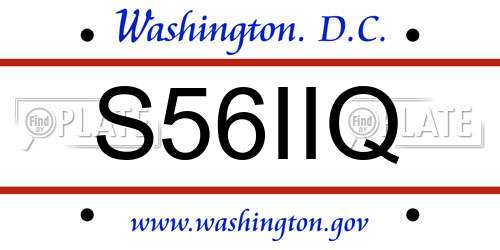 S56IIQ District Of Columbia License Plate