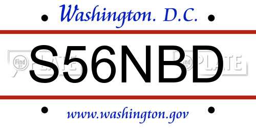 S56NBD District Of Columbia License Plate